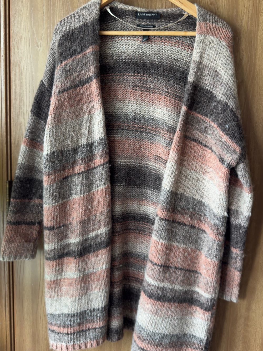 Lane Bryant Premium Italian Yarn Striped Open Front Cardigan | Plus Size 14/16